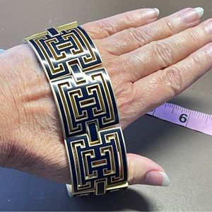Spartina signed wide black and gold geometric design bracelet
